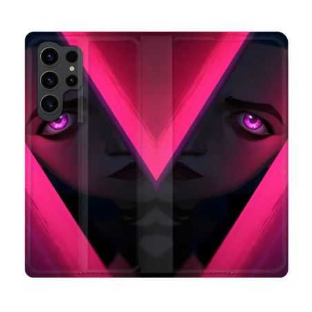 Housse Cuir Portefeuille Pour Samsung Galaxy S23 Ultra Arcane Jynx Rose