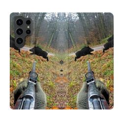 Housse Cuir Portefeuille Pour Samsung Galaxy S23 Ultra Chasse Vision Tir