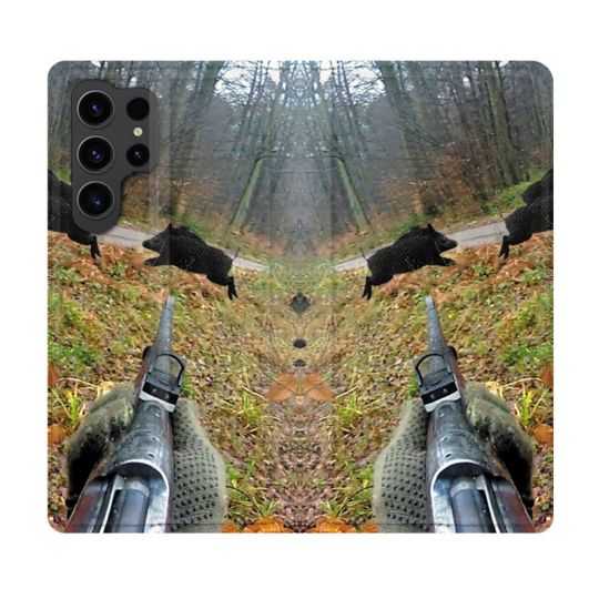 Housse Cuir Portefeuille Pour Samsung Galaxy S23 Ultra Chasse Vision Tir
