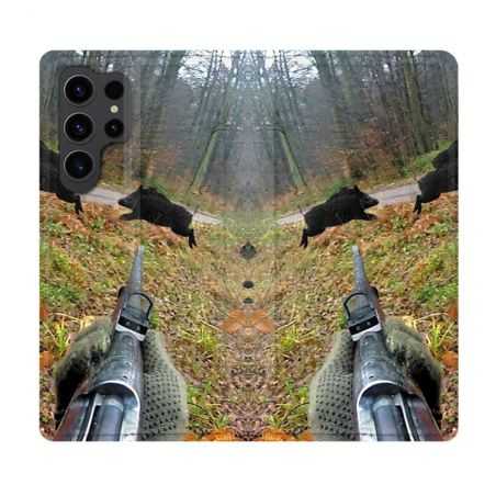 Housse Cuir Portefeuille Pour Samsung Galaxy S23 Ultra Chasse Vision Tir