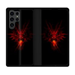 Housse Cuir Portefeuille Pour Samsung Galaxy S23 Ultra Fantastique Dragon Feu