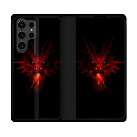 Housse Cuir Portefeuille Pour Samsung Galaxy S23 Ultra Fantastique Dragon Feu