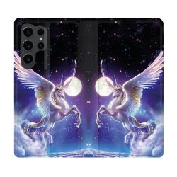 Housse Cuir Portefeuille Pour Samsung Galaxy S23 Ultra Fantastique Licorne Céleste