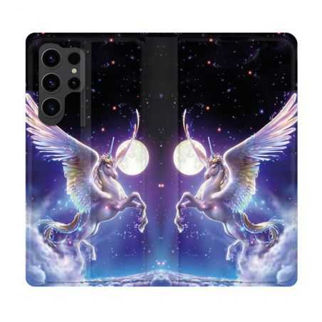 Housse Cuir Portefeuille Pour Samsung Galaxy S23 Ultra Fantastique Licorne Céleste