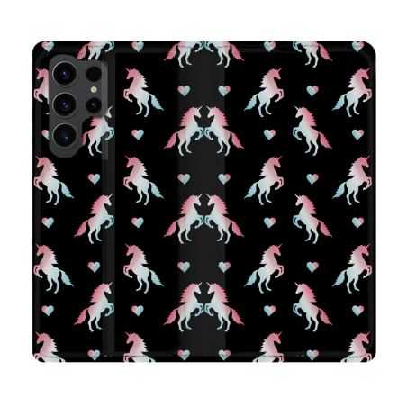 Housse Cuir Portefeuille Pour Samsung Galaxy S23 Ultra Fantastique Licorne Pattern