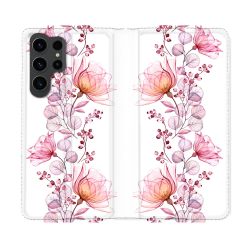 Housse Cuir Portefeuille Pour Samsung Galaxy S23 Ultra Fleur Eclosion