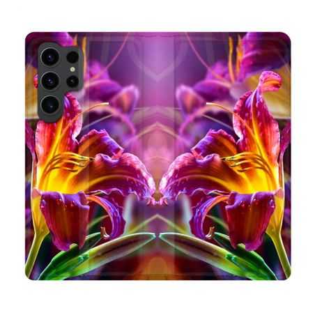 Housse Cuir Portefeuille Pour Samsung Galaxy S23 Ultra Fleur Lys Color