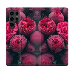 Housse Cuir Portefeuille Pour Samsung Galaxy S23 Ultra Fleur Pivoine