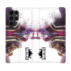 Housse Cuir Portefeuille Pour Samsung Galaxy S23 Ultra Fortnite Blanc