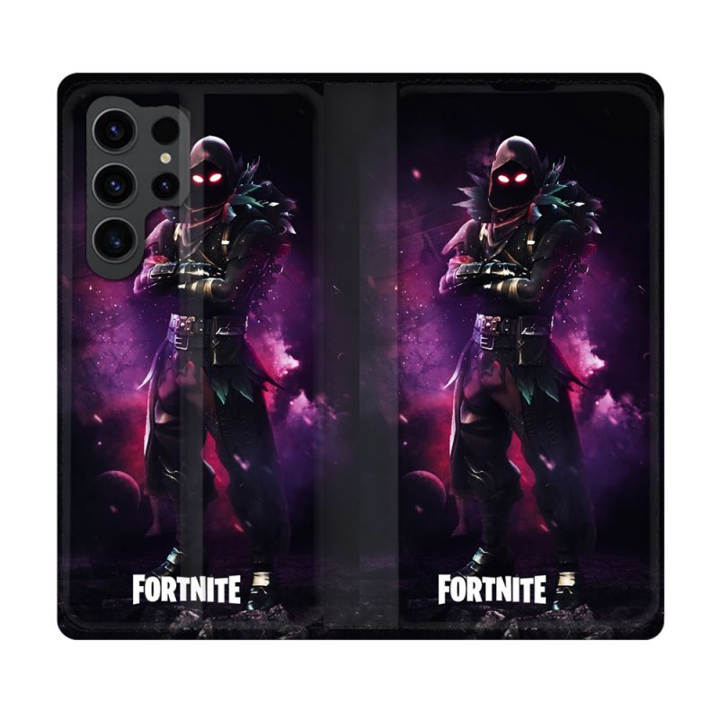Housse Cuir Portefeuille Pour Samsung Galaxy S23 Ultra Fortnite Raven
