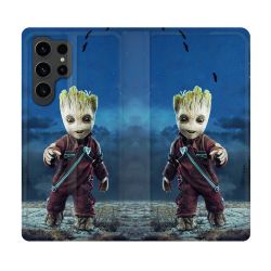Housse Cuir Portefeuille Pour Samsung Galaxy S23 Ultra Groot Bleu