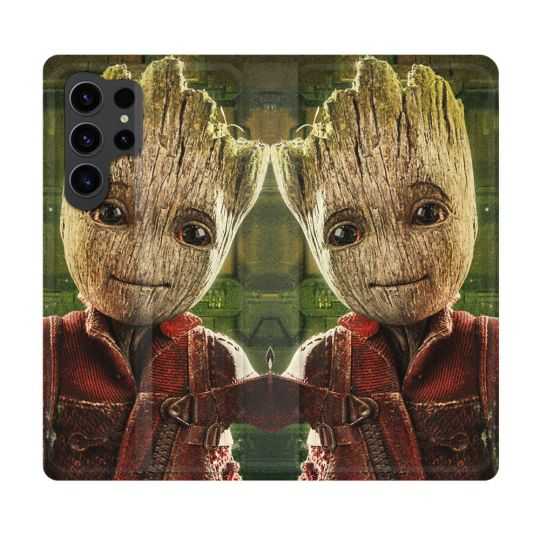 Housse Cuir Portefeuille Pour Samsung Galaxy S23 Ultra Groot Vert