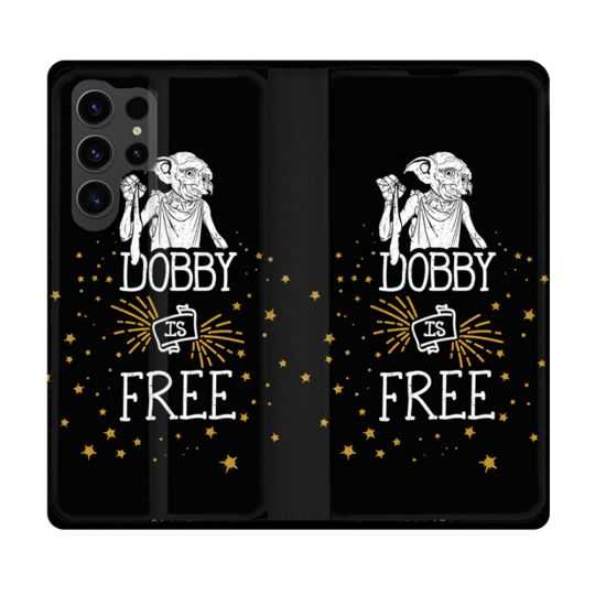 Housse Cuir Portefeuille Pour Samsung Galaxy S23 Ultra Harry Potter Dobby Free Noir
