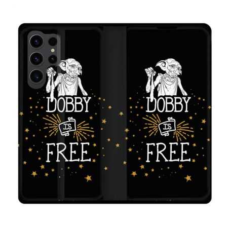 Housse Cuir Portefeuille Pour Samsung Galaxy S23 Ultra Harry Potter Dobby Free Noir