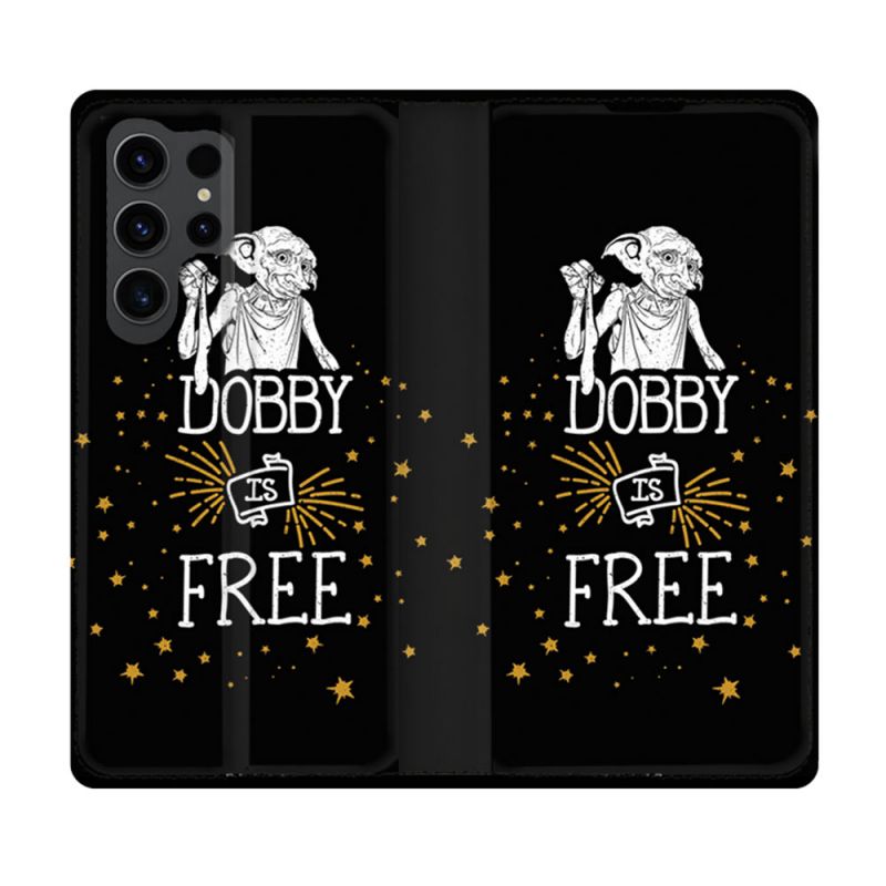 Housse Cuir Portefeuille Pour Samsung Galaxy S23 Ultra Harry Potter Dobby Free Noir