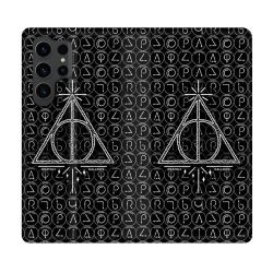 Housse Cuir Portefeuille Pour Samsung Galaxy S23 Ultra Harry Potter Hollows Triangle Noir