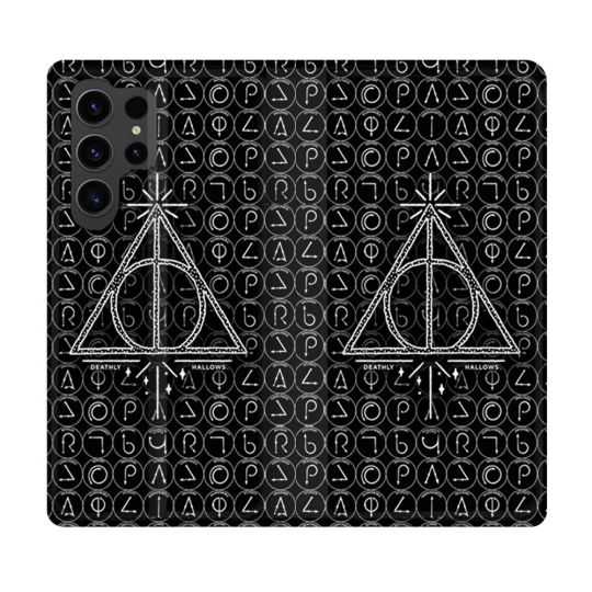Housse Cuir Portefeuille Pour Samsung Galaxy S23 Ultra Harry Potter Hollows Triangle Noir