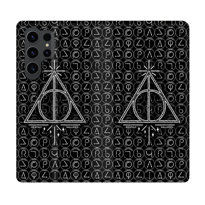 Housse Cuir Portefeuille Pour Samsung Galaxy S23 Ultra Harry Potter Hollows Triangle Noir