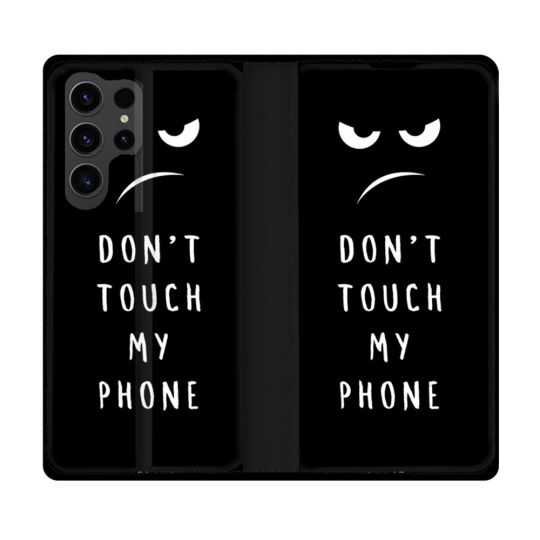 Housse Cuir Portefeuille Pour Samsung Galaxy S23 Ultra Humour Don't Touch