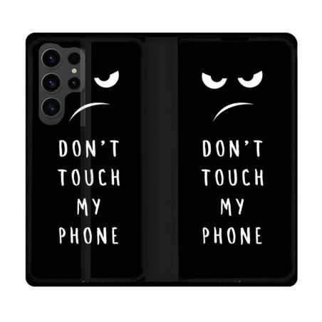Housse Cuir Portefeuille Pour Samsung Galaxy S23 Ultra Humour Don't Touch