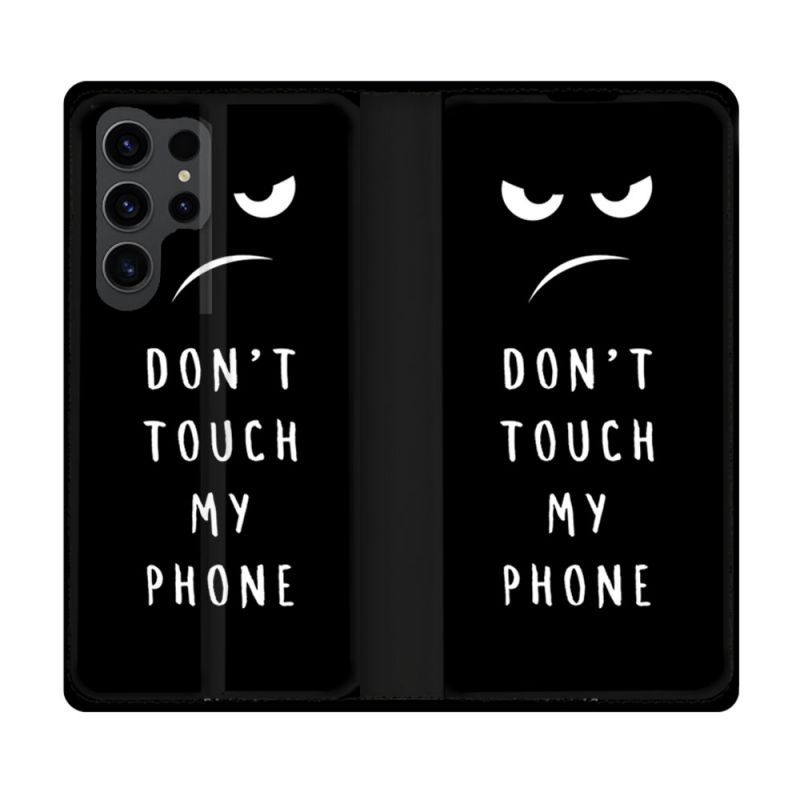 Housse Cuir Portefeuille Pour Samsung Galaxy S23 Ultra Humour Don't Touch