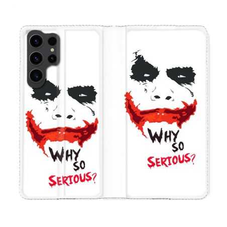 Housse Cuir Portefeuille Pour Samsung Galaxy S23 Ultra Joker Blanc