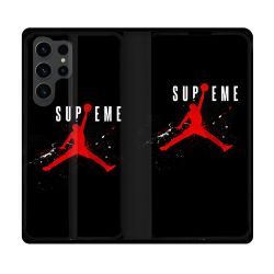 Housse Cuir Portefeuille Pour Samsung Galaxy S23 Ultra Jordan Supreme Noir