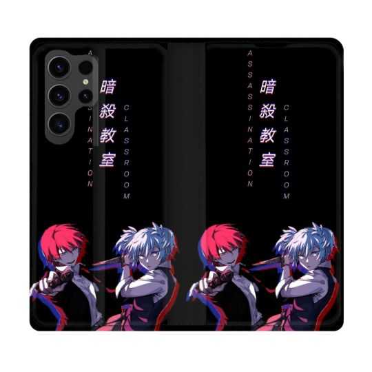 Housse Cuir Portefeuille Pour Samsung Galaxy S23 Ultra Manga Assassination Classroom Duo