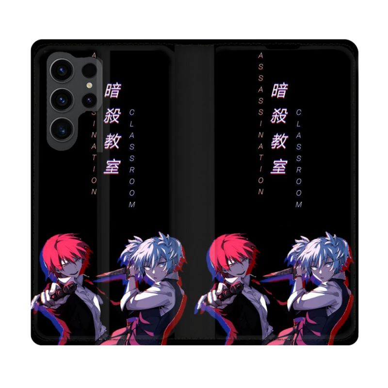 Housse Cuir Portefeuille Pour Samsung Galaxy S23 Ultra Manga Assassination Classroom Duo