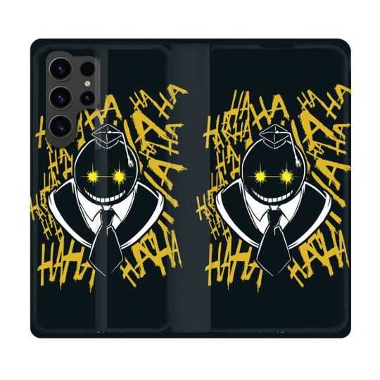 Housse Cuir Portefeuille Pour Samsung Galaxy S23 Ultra Manga Assassination Classroom Kuro Noir