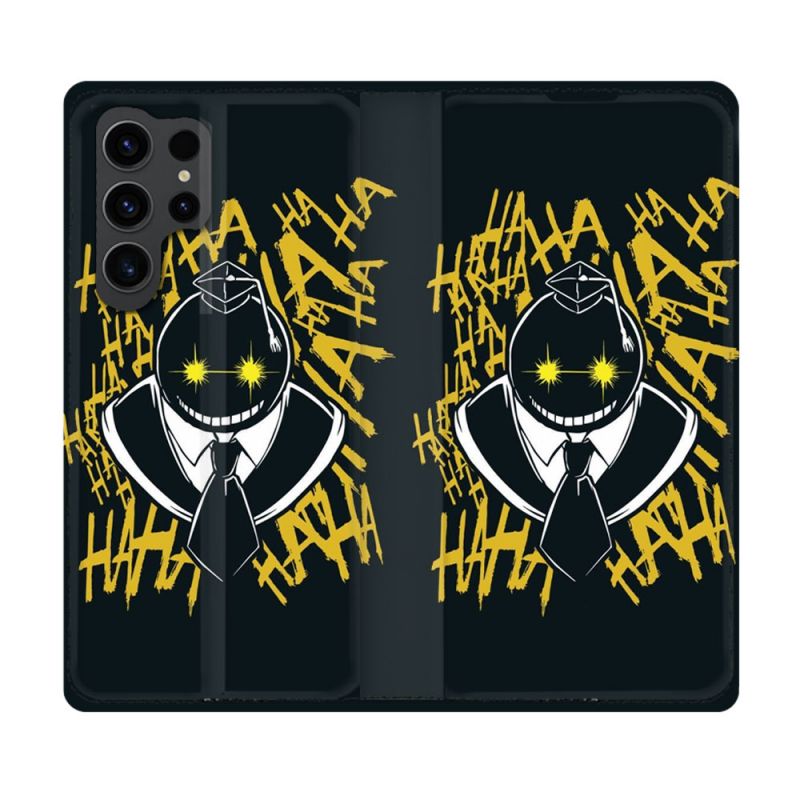 Housse Cuir Portefeuille Pour Samsung Galaxy S23 Ultra Manga Assassination Classroom Kuro Noir