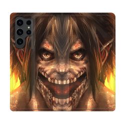 Housse Cuir Portefeuille Pour Samsung Galaxy S23 Ultra Manga Attaque Titans Eren Titan