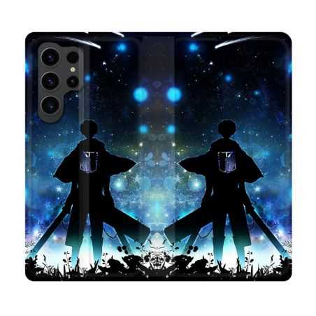Housse Cuir Portefeuille Pour Samsung Galaxy S23 Ultra Manga Attaque Titans Levi