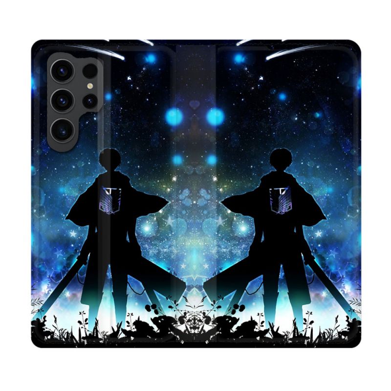 Housse Cuir Portefeuille Pour Samsung Galaxy S23 Ultra Manga Attaque Titans Levi