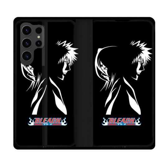 Housse Cuir Portefeuille Pour Samsung Galaxy S23 Ultra Manga Bleach Duo