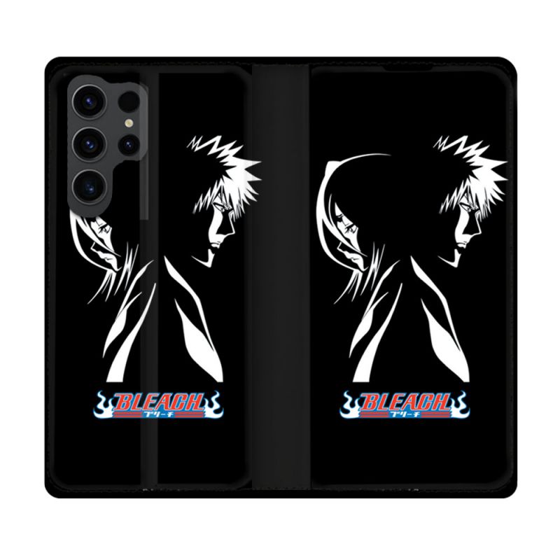 Housse Cuir Portefeuille Pour Samsung Galaxy S23 Ultra Manga Bleach Duo