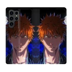 Housse Cuir Portefeuille Pour Samsung Galaxy S23 Ultra Manga Bleach Ichigo