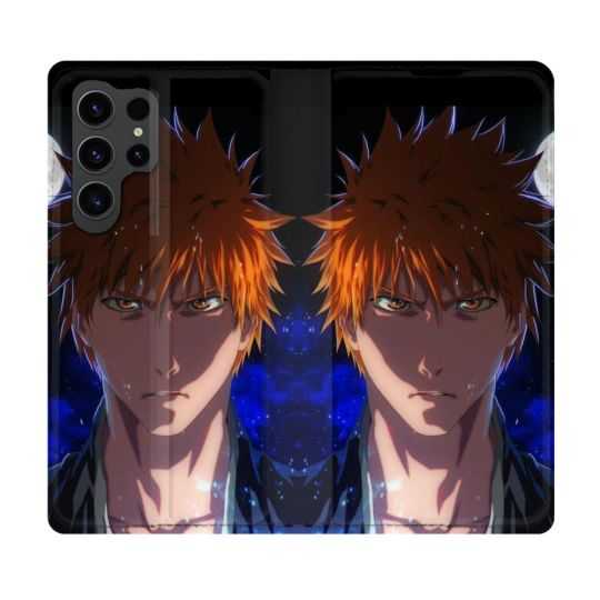 Housse Cuir Portefeuille Pour Samsung Galaxy S23 Ultra Manga Bleach Ichigo