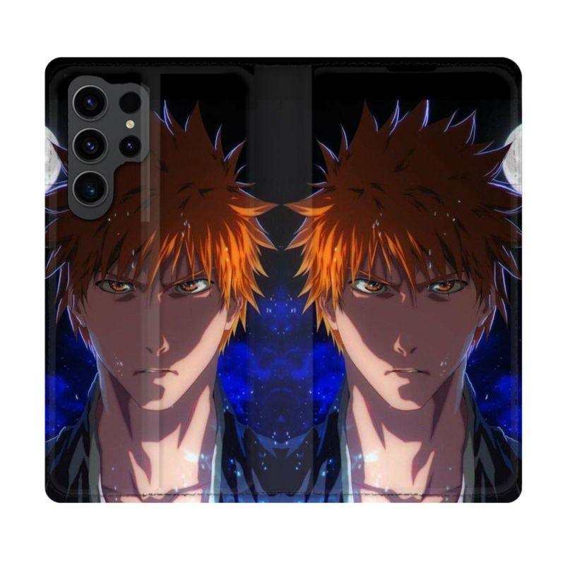 Housse Cuir Portefeuille Pour Samsung Galaxy S23 Ultra Manga Bleach Ichigo
