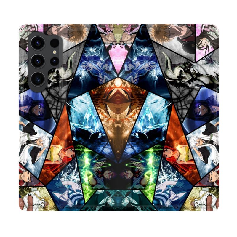 Housse Cuir Portefeuille Pour Samsung Galaxy S23 Ultra Manga Bleach Pele Mele
