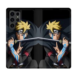 Housse Cuir Portefeuille Pour Samsung Galaxy S23 Ultra Manga Boruto Tatouage
