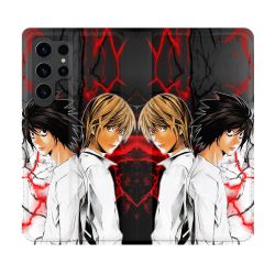 Housse Cuir Portefeuille Pour Samsung Galaxy S23 Ultra Manga Death Note Duo