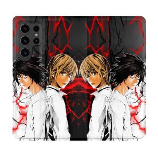 Housse Cuir Portefeuille Pour Samsung Galaxy S23 Ultra Manga Death Note Duo