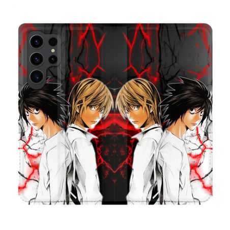 Housse Cuir Portefeuille Pour Samsung Galaxy S23 Ultra Manga Death Note Duo