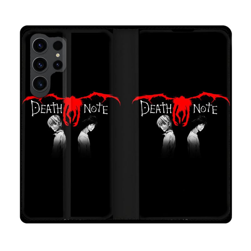 Housse Cuir Portefeuille Pour Samsung Galaxy S23 Ultra Manga Death Note Noir