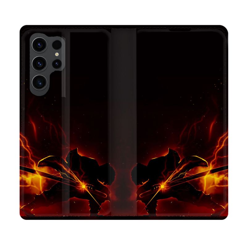 Housse Cuir Portefeuille Pour Samsung Galaxy S23 Ultra Manga Demon Slayer Electric