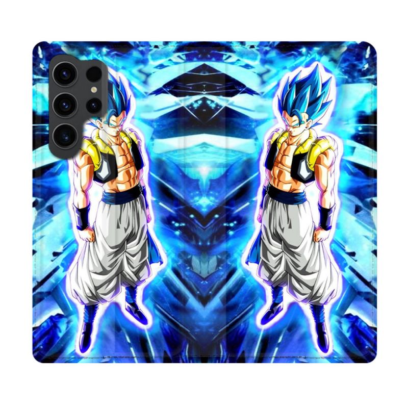 Housse Cuir Portefeuille Pour Samsung Galaxy S23 Ultra Manga Dragon Ball Gogeta Lumiere
