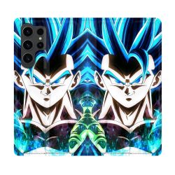 Housse Cuir Portefeuille Pour Samsung Galaxy S23 Ultra Manga Dragon Ball Gogeta Visage