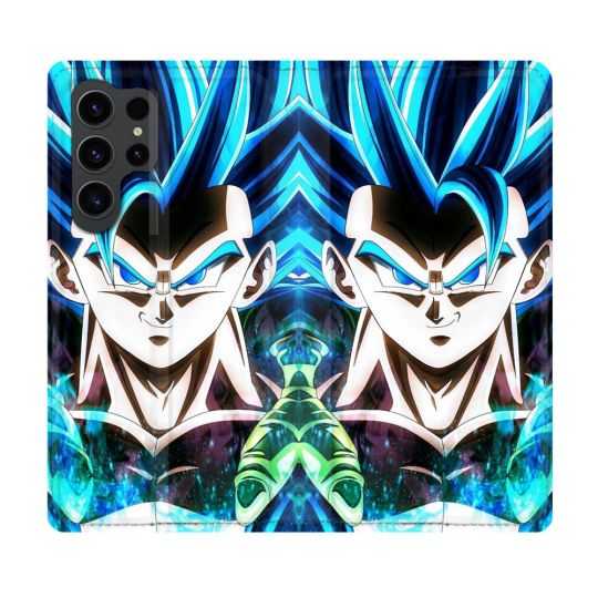 Housse Cuir Portefeuille Pour Samsung Galaxy S23 Ultra Manga Dragon Ball Gogeta Visage