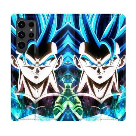 Housse Cuir Portefeuille Pour Samsung Galaxy S23 Ultra Manga Dragon Ball Gogeta Visage